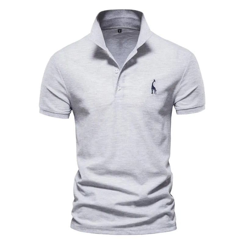 Polo Shirt Men's Casual Deer Embroidery 35% Cotton Polo shirt Men Short Sleeve High Quality polo men