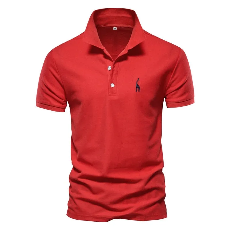 Polo Shirt Men's Casual Deer Embroidery 35% Cotton Polo shirt Men Short Sleeve High Quality polo men