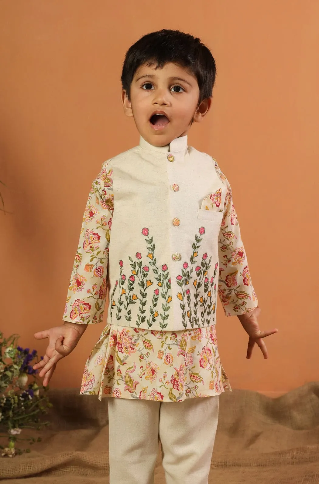 Pre-Order- BOY 3 Pc Bundi Set- Beige