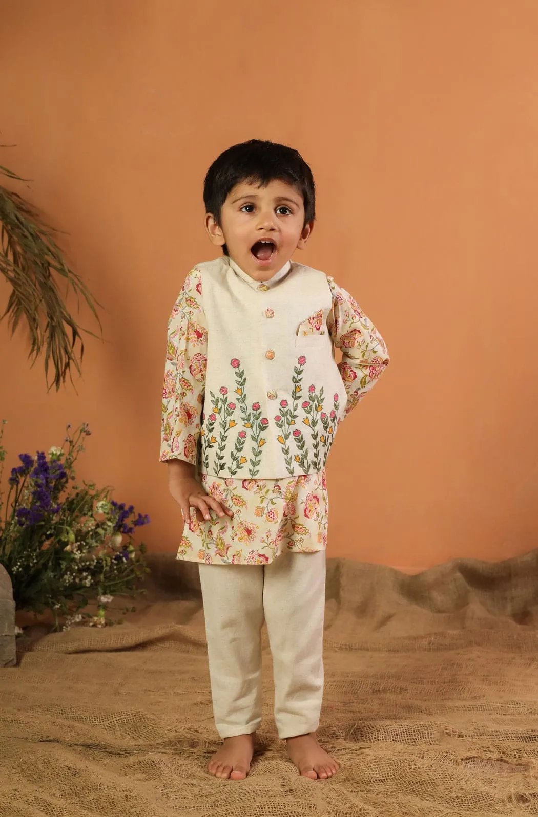 Pre-Order- BOY 3 Pc Bundi Set- Beige