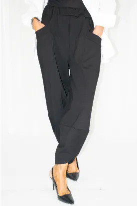 Reagan Scuba Two Pocket Cocoon Trouser in Black