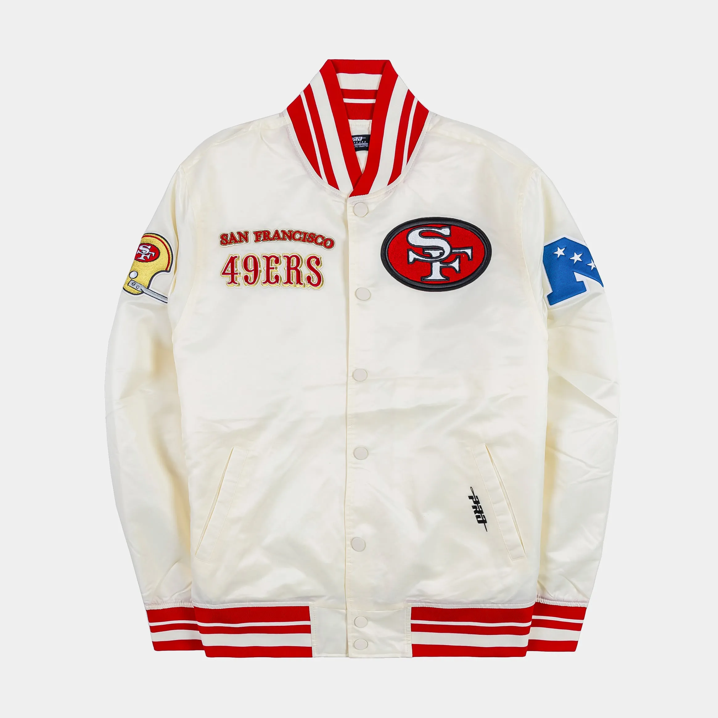 San Francisco 49ers Retro Classic Rib Satin Mens Jacket (White/Red)