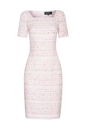 Shift Dress in Ivory/Scarlet Tweed - Alexa