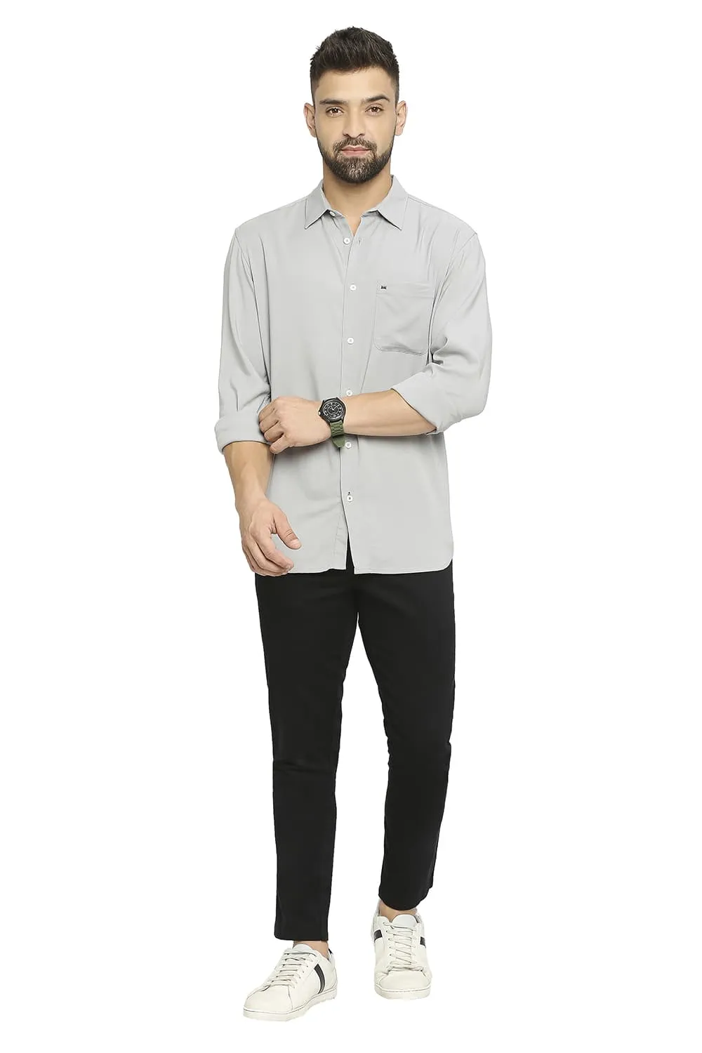 Slim Fit Viscose Polyester Stretch Twill Shirt