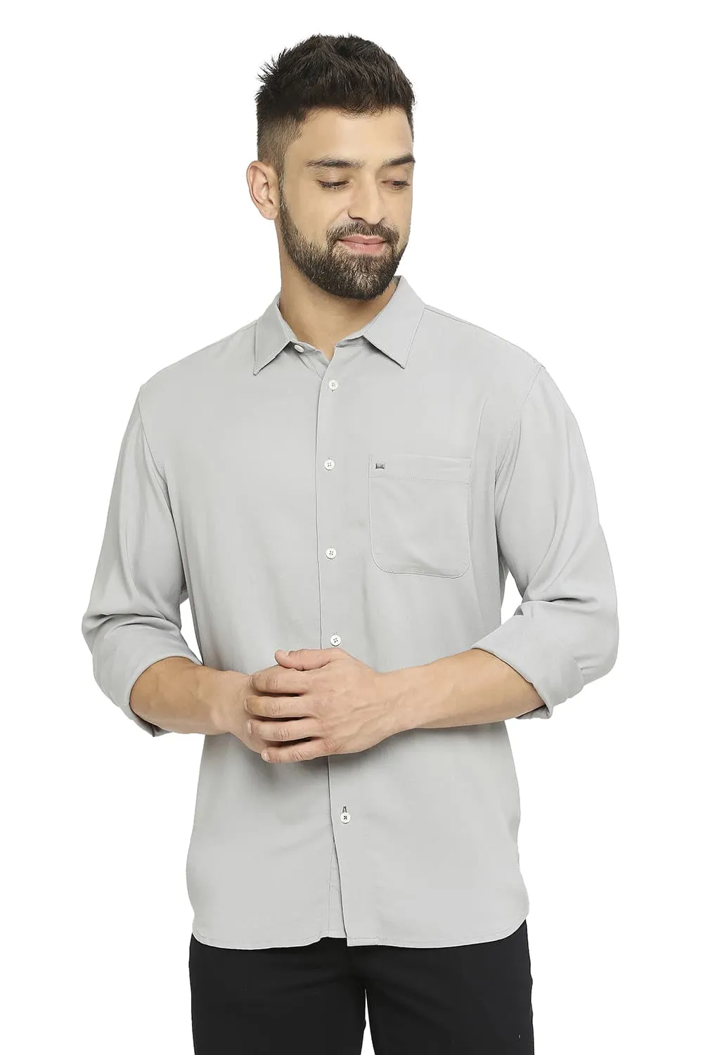 Slim Fit Viscose Polyester Stretch Twill Shirt