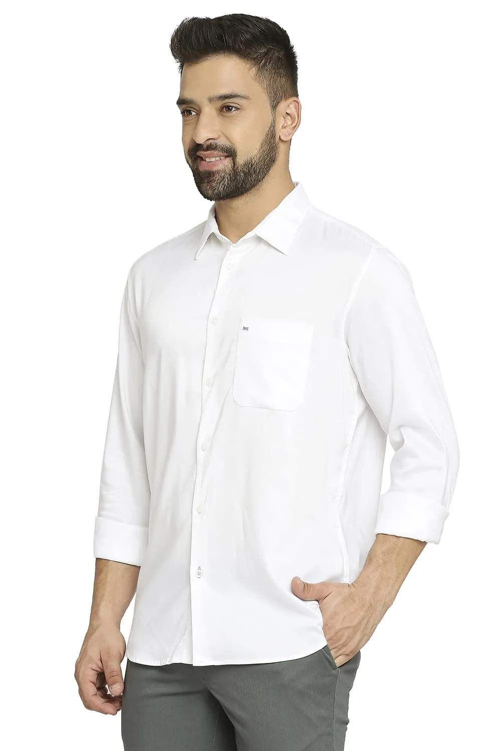 Slim Fit Viscose Polyester Stretch Twill Shirt