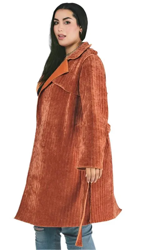 TEEK - Plus Size Solid Long Sleeve Coat