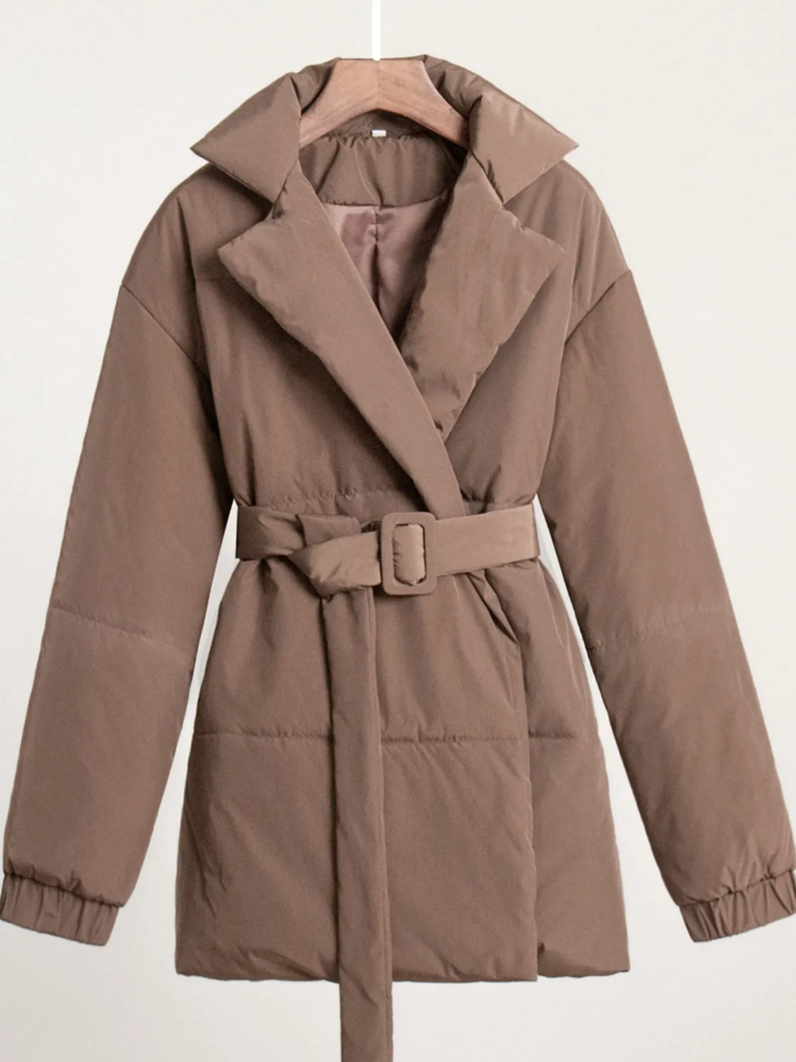 TEEK - Puffer Long Sleeve Winter Belted Coat