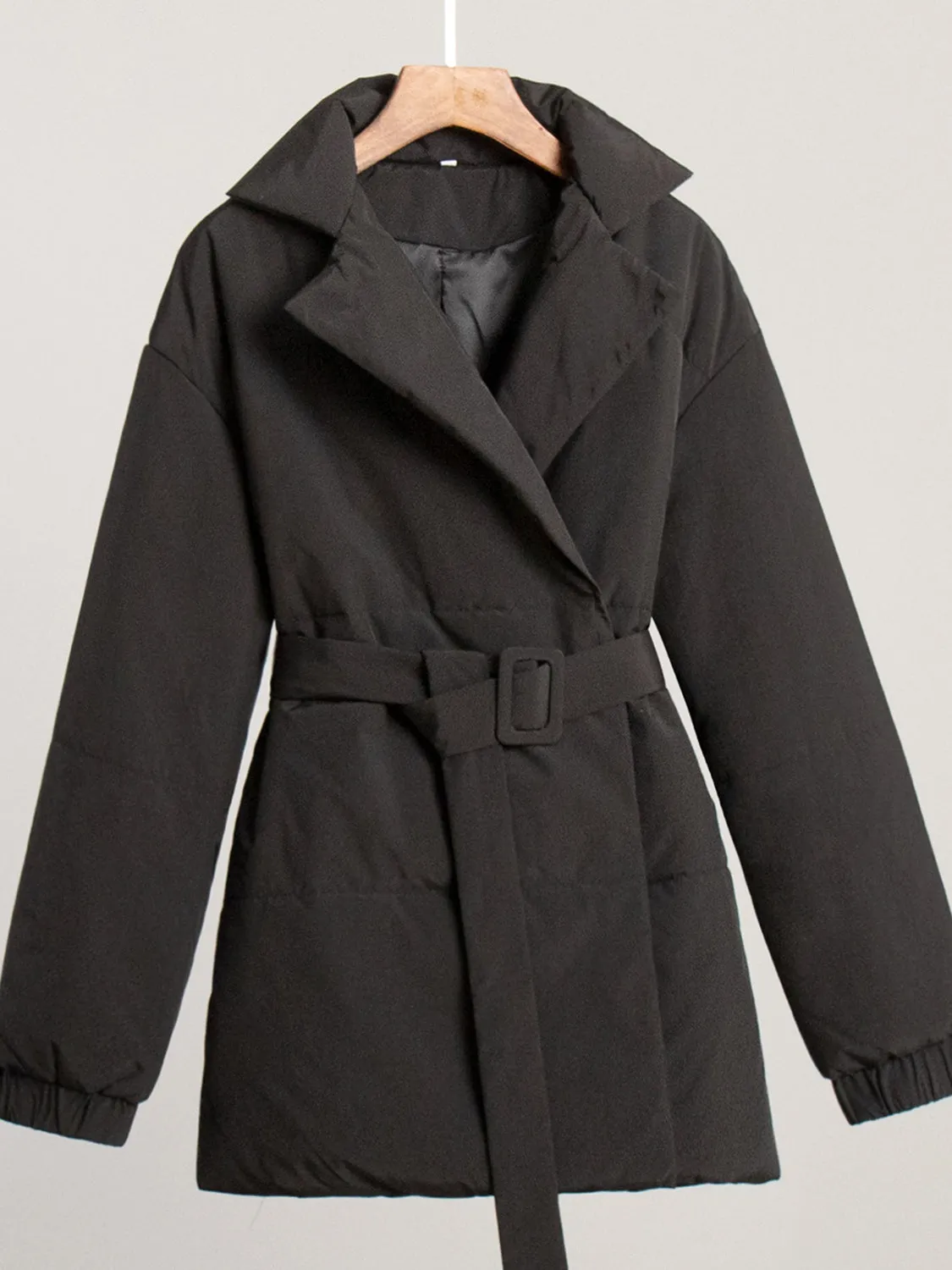 TEEK - Puffer Long Sleeve Winter Belted Coat