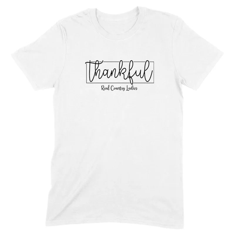 Thankful Black Print Front Apparel