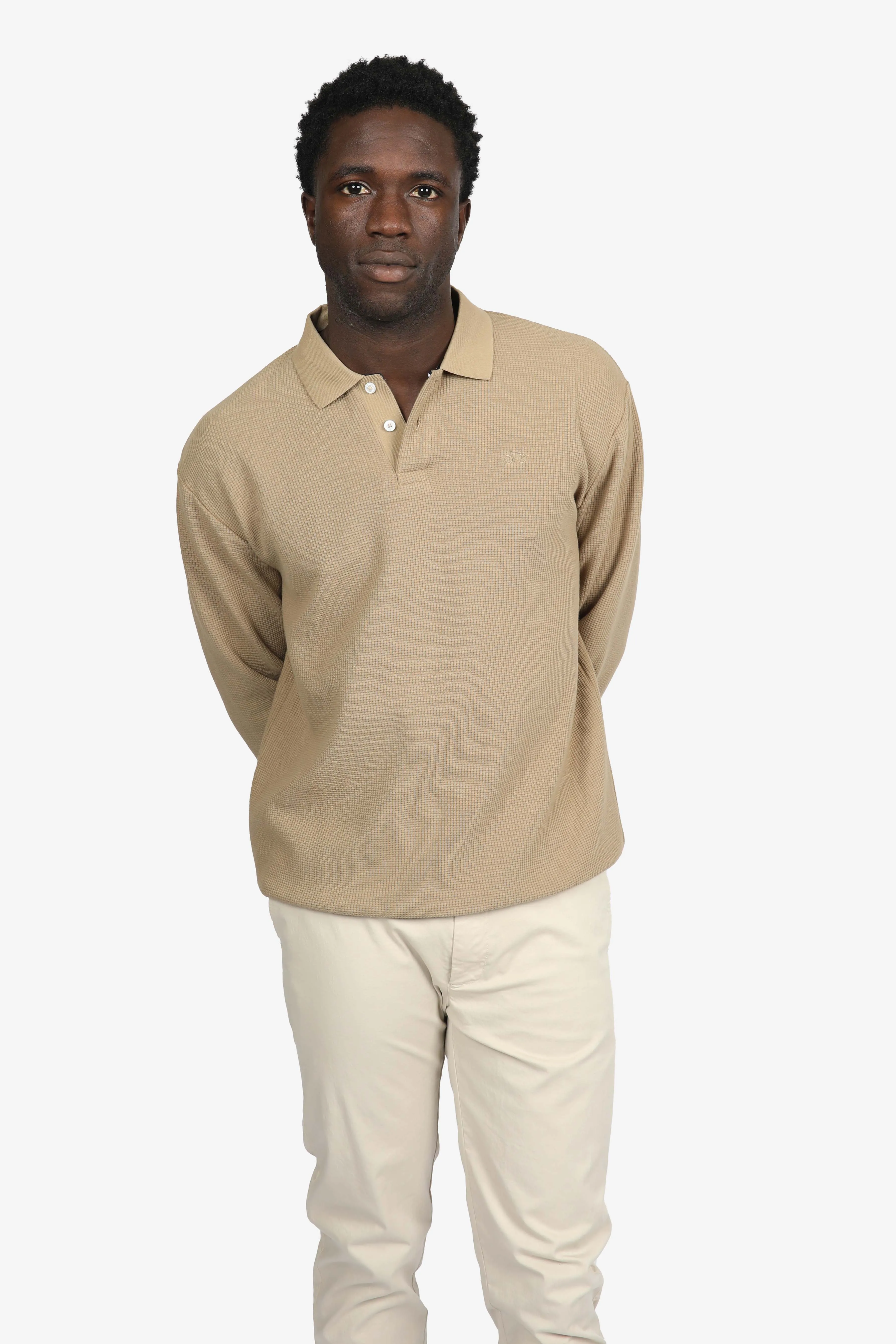 Tobacco Waffle Polo Shirt