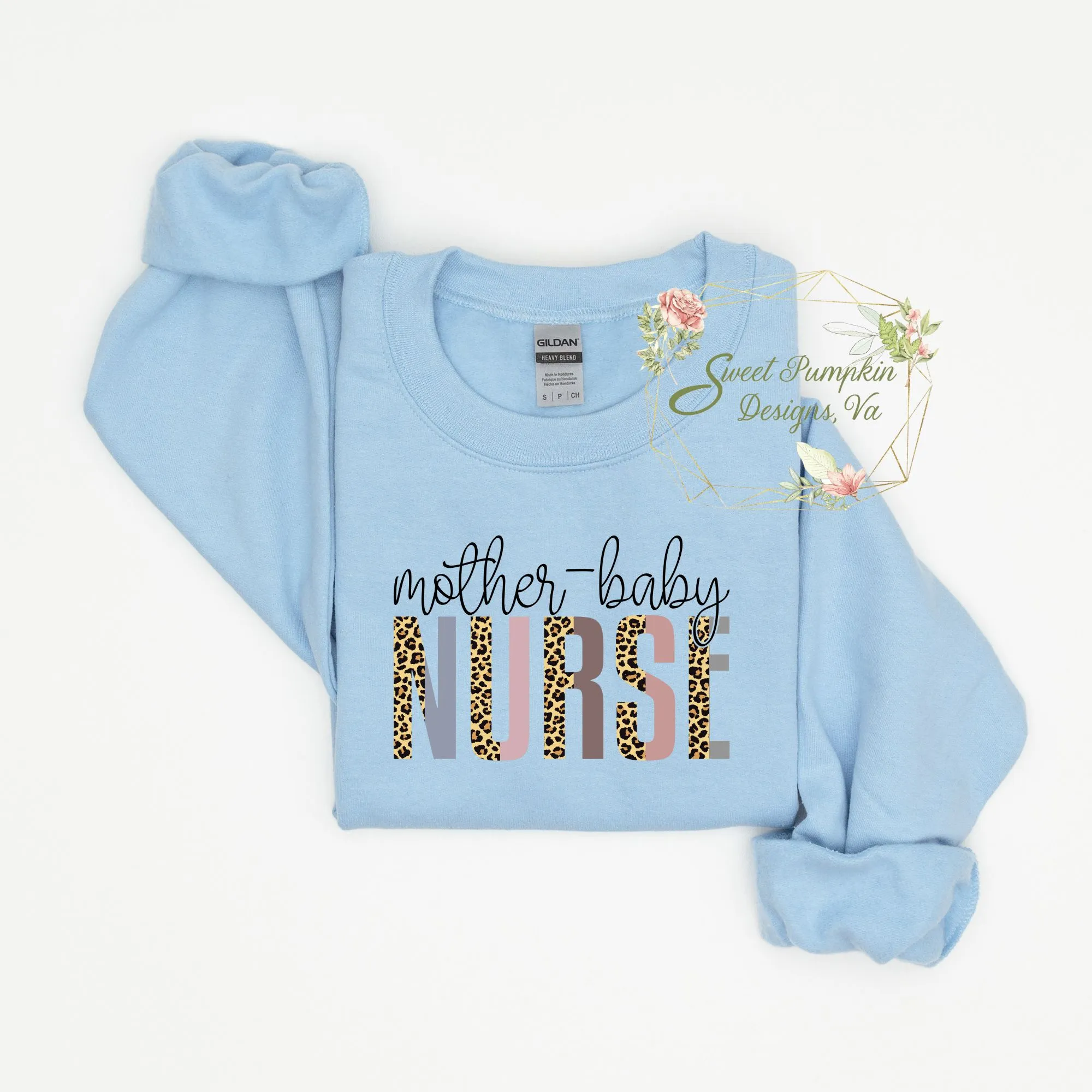 Trendy Leopard Print Mother Baby Nurse Sweatshirt Crewneck