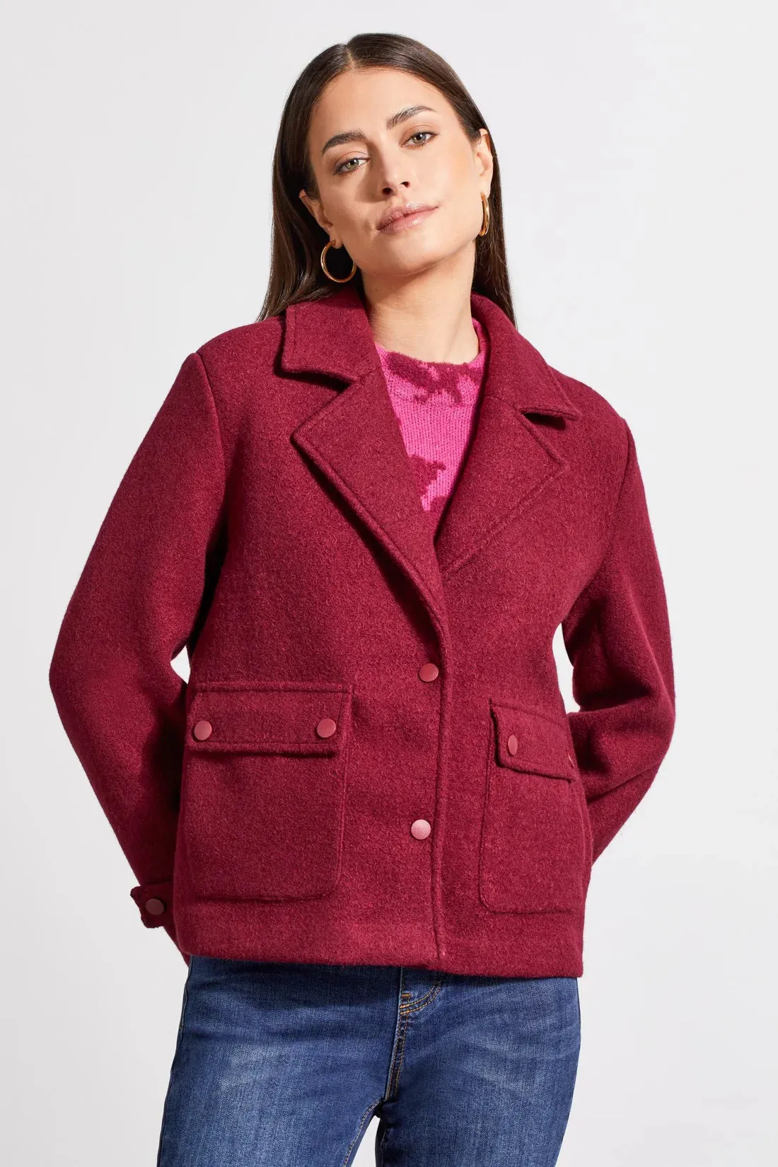 Tribal Boiled Wool Peacoat Port Wine