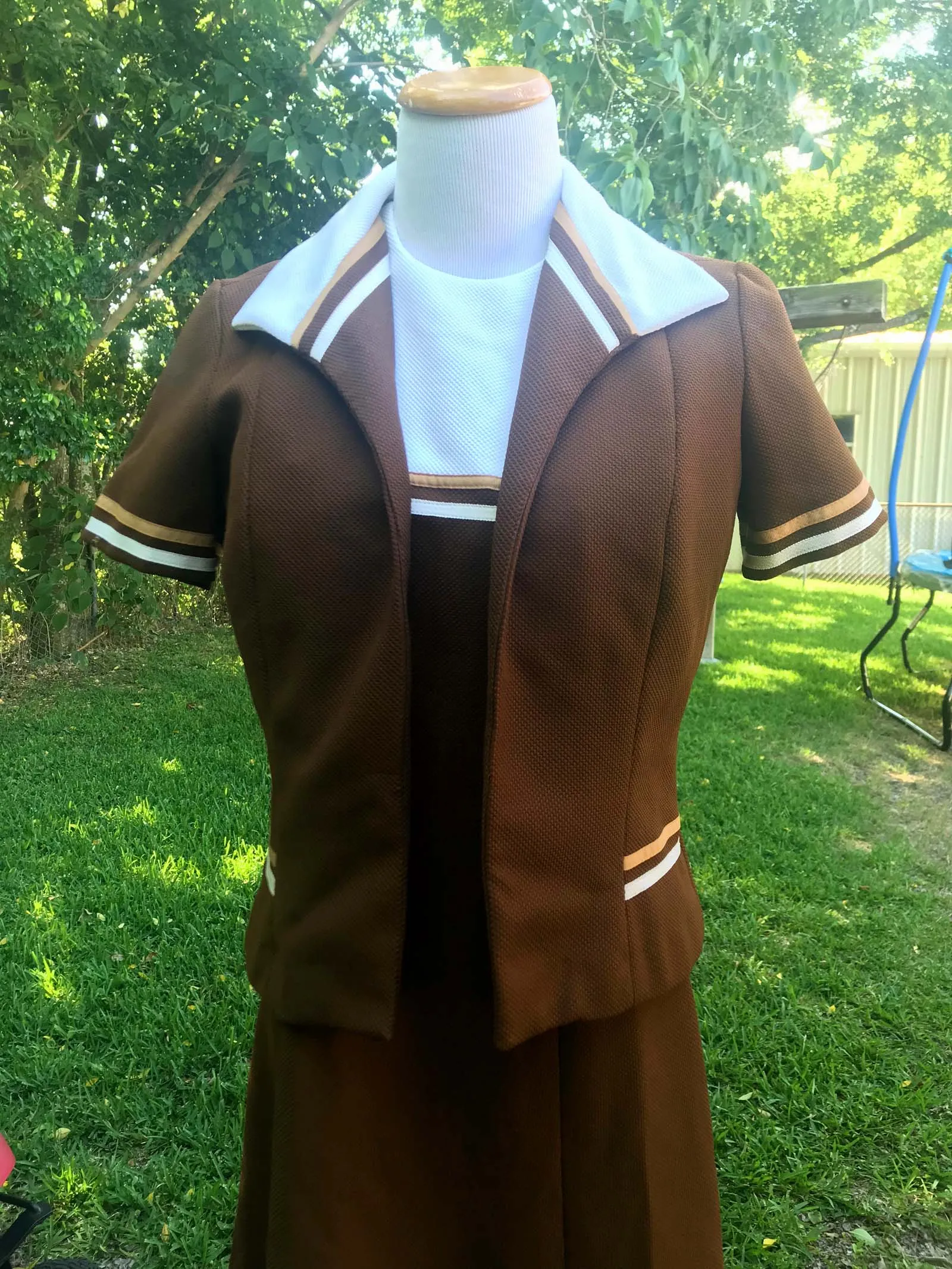 Vintage 60s 70s | Brown 2 Piece GoGo Mod Scooter Dress Groovy Minidress | M