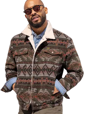 Wrangler Men's Sherpa Lined Jacquard Print Jacket